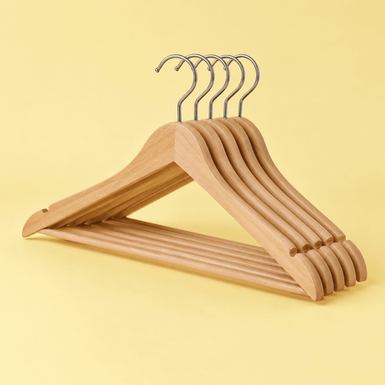 Wooden closet hangers, set of five